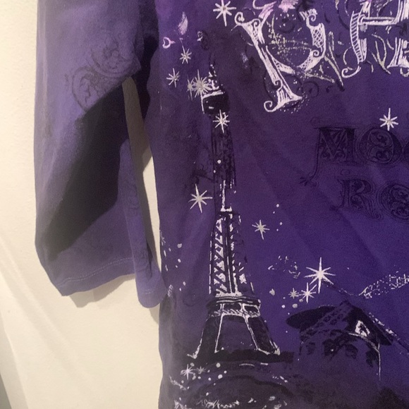 Fabulous Purple Mid Sleeve Paris Moulin Rouge Allison Daley V Neck SZ Small 😍 - Picture 5 of 7